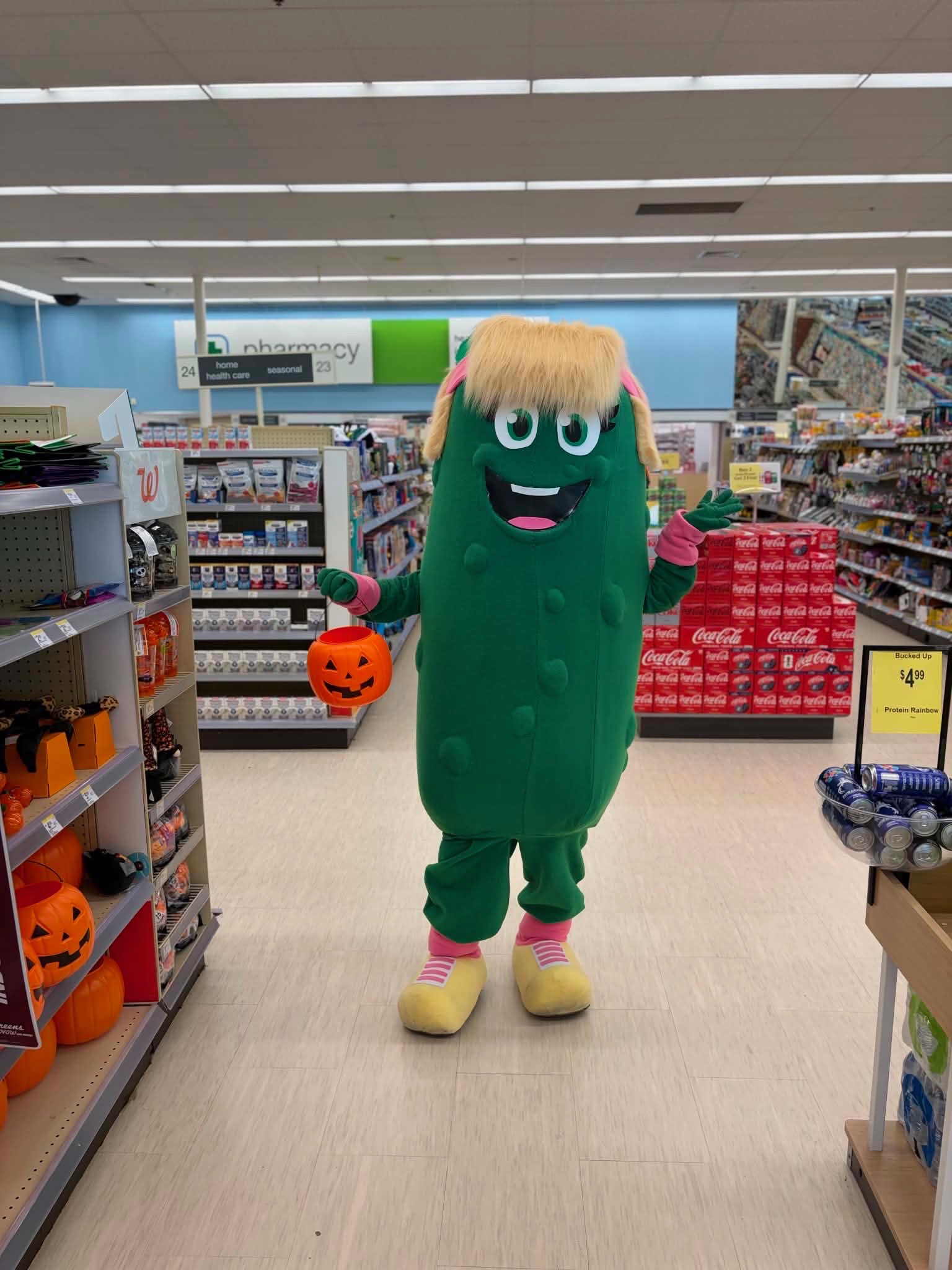 Paddy the Pickle inside Walgreens